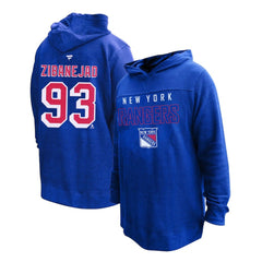 NHL Blue Mika Zibanejad New York Rangers Profile Women's Plus Size Name & Number Thermal Pullover Hoodie