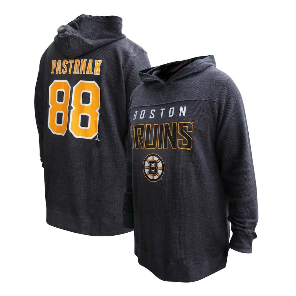NHL Black David Pastrnak Boston Bruins Profile Women's Plus Size Name & Number Thermal Pullover Hoodie