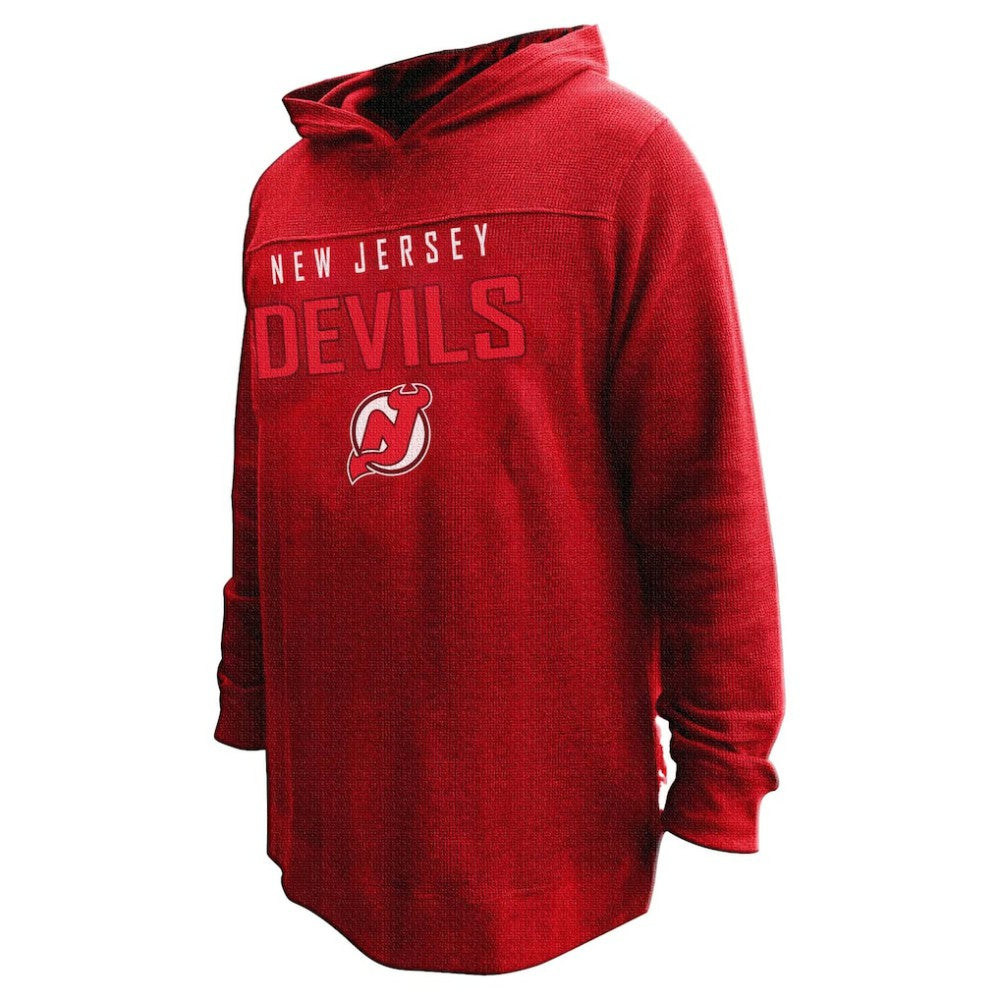 NHL Red Jack Hughes New Jersey Devils Profile Women's Plus Size Name & Number Thermal Pullover Hoodie
