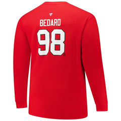 NHL Red Connor Bedard Chicago Blackhawks Profile Big & Tall Name & Number Thermal Pullover Sweatshirt
