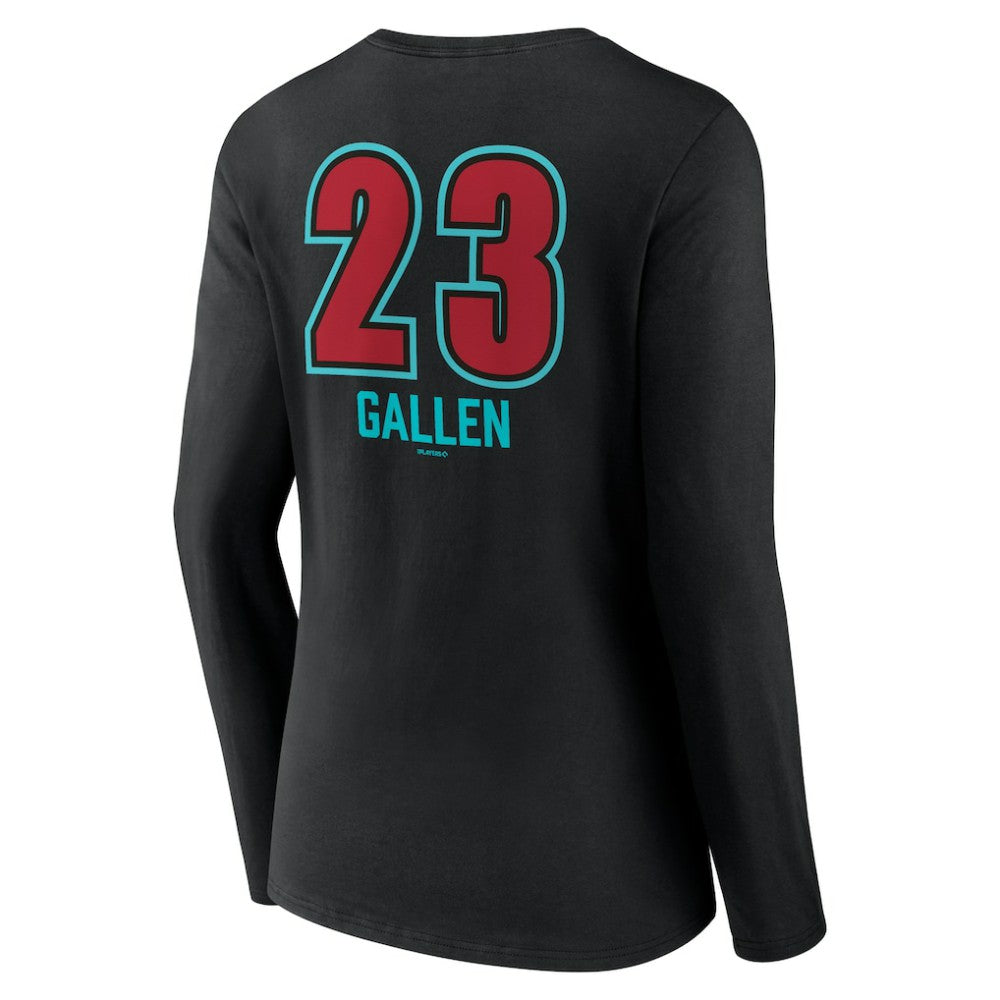MLB Zac Gallen Arizona Diamondbacks Women's Name & Number Fastball V-Neck Long Sleeve T-Shirt