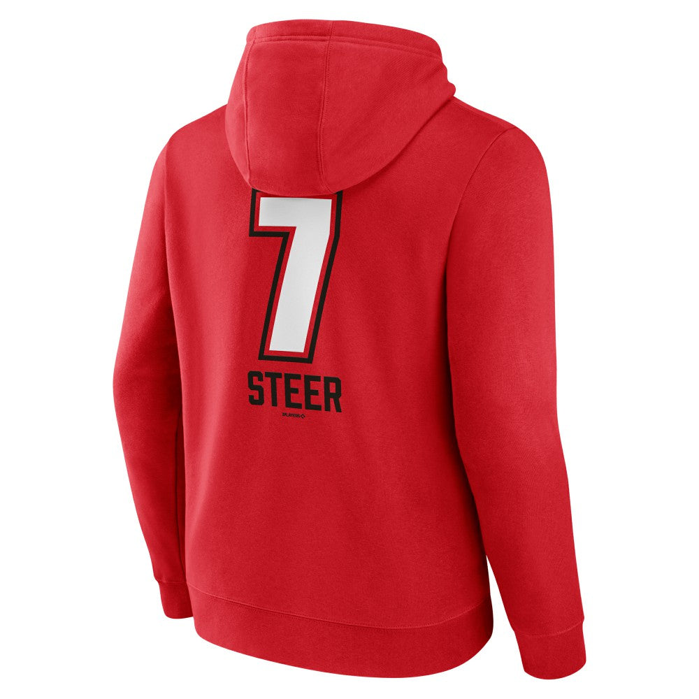 MLB Spencer Steer Cincinnati Reds Name & Number Fastball Pullover Hoodie