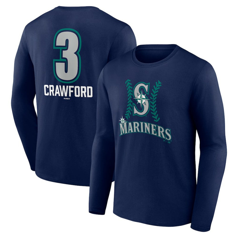 MLB J.P. Crawford Seattle Mariners Name & Number Fastball Long Sleeve T-Shirt