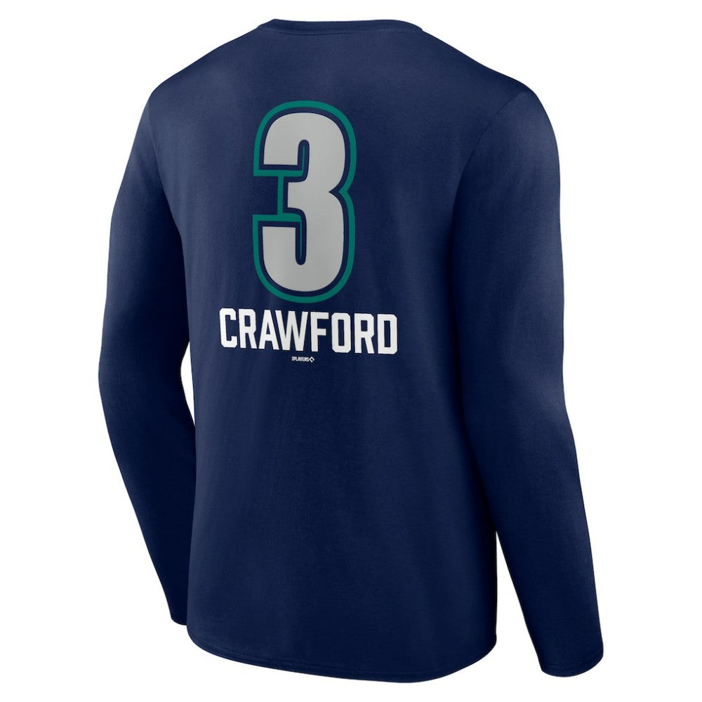 MLB J.P. Crawford Seattle Mariners Name & Number Fastball Long Sleeve T-Shirt