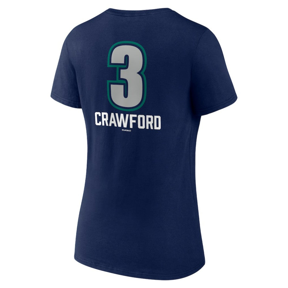 MLB J.P. Crawford Seattle Mariners Women's Name & Number Fastball V-Neck T-Shirt
