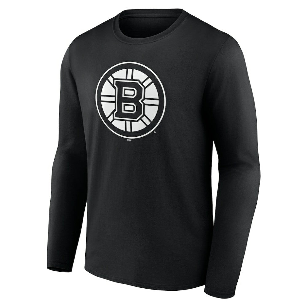 NHL Black Boston Bruins Personalized Name & Number Monochrome Long Sleeve T-Shirt