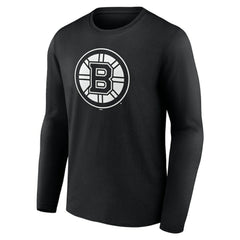 NHL Black Boston Bruins Personalized Name & Number Monochrome Long Sleeve T-Shirt
