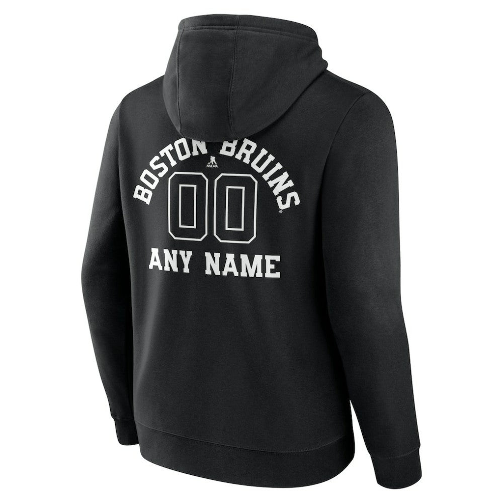 NHL Black Boston Bruins Personalized Name & Number Monochrome Pullover Hoodie