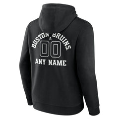NHL Black Boston Bruins Personalized Name & Number Monochrome Pullover Hoodie