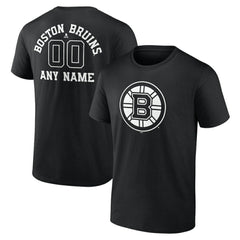 NHL Black Boston Bruins Personalized Name & Number Monochrome T-Shirt