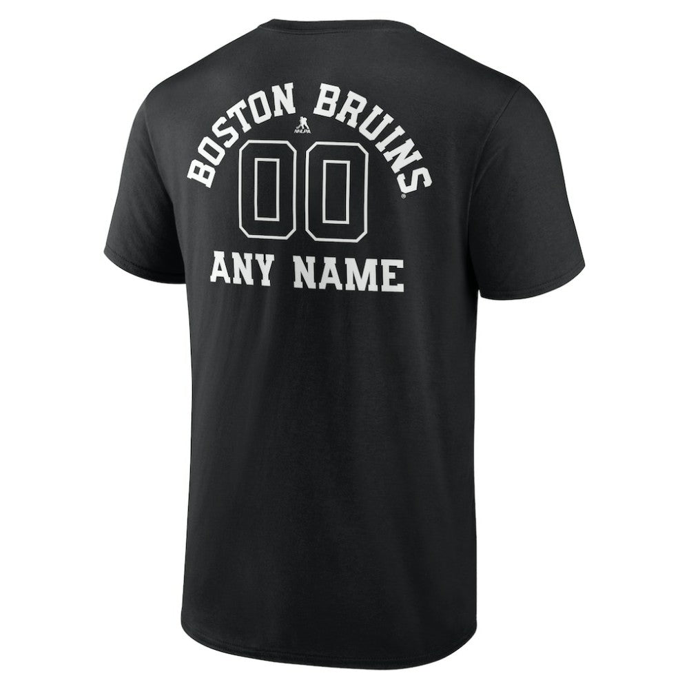 NHL Black Boston Bruins Personalized Name & Number Monochrome T-Shirt