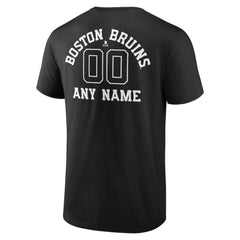 NHL Black Boston Bruins Personalized Name & Number Monochrome T-Shirt