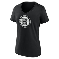 NHL Black Boston Bruins Women's Personalized Name & Number Monochrome V-Neck T-Shirt