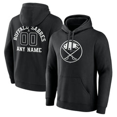 NHL Black Buffalo Sabres Personalized Name & Number Monochrome Pullover Hoodie