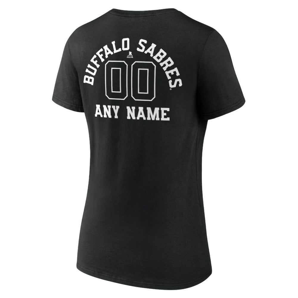 NHL Black Buffalo Sabres Women's Personalized Name & Number Monochrome V-Neck T-Shirt