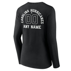 NHL Black Carolina Hurricanes Women's Personalized Name & Number Monochrome Long Sleeve V-Neck T-Shirt