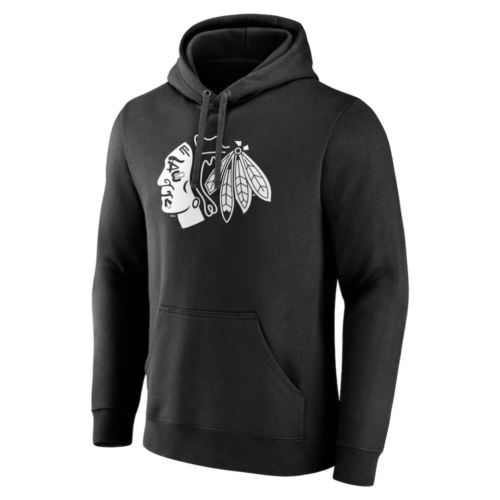 NHL Black Chicago Blackhawks Personalized Name & Number Monochrome Pullover Hoodie
