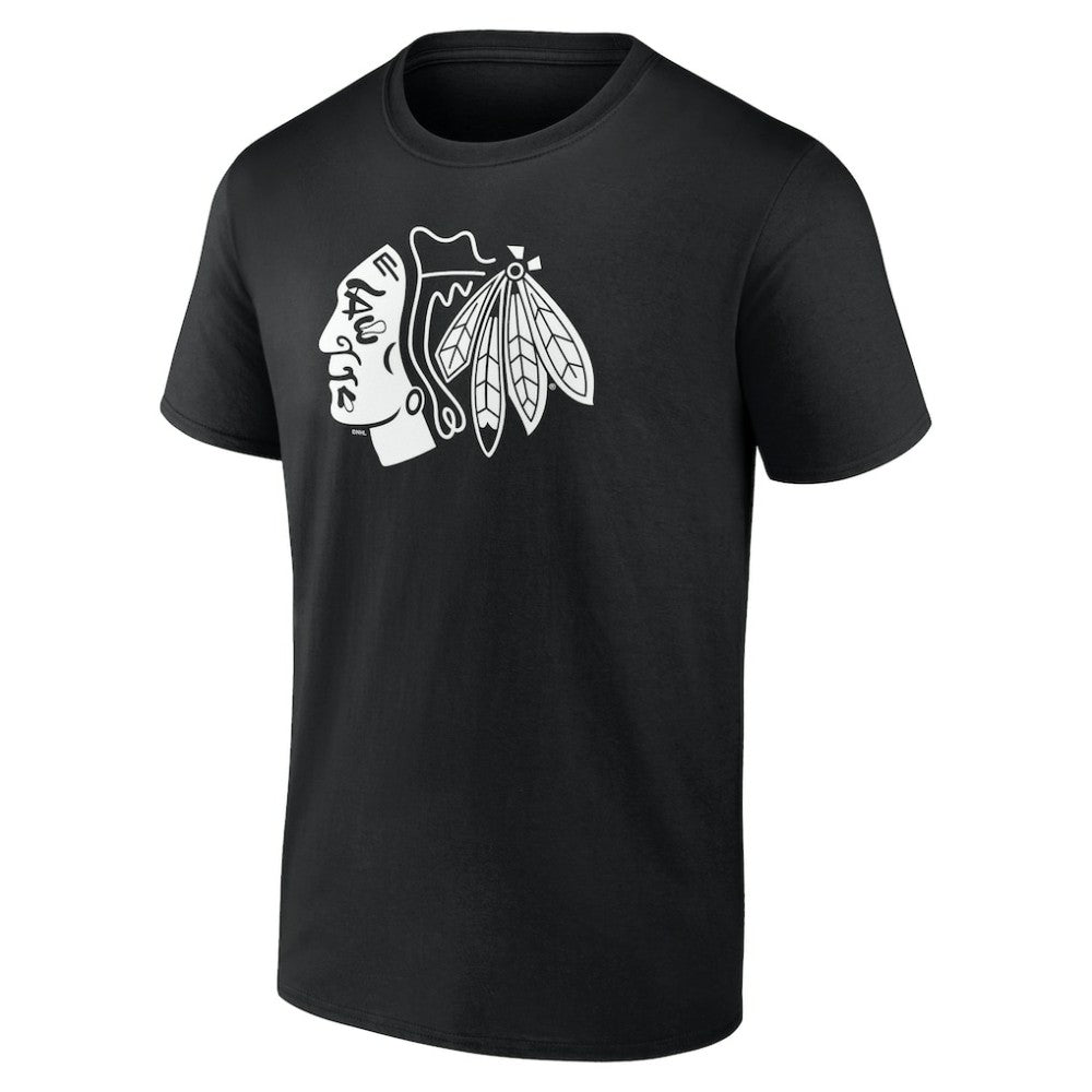 NHL Black Chicago Blackhawks Personalized Name & Number Monochrome T-Shirt