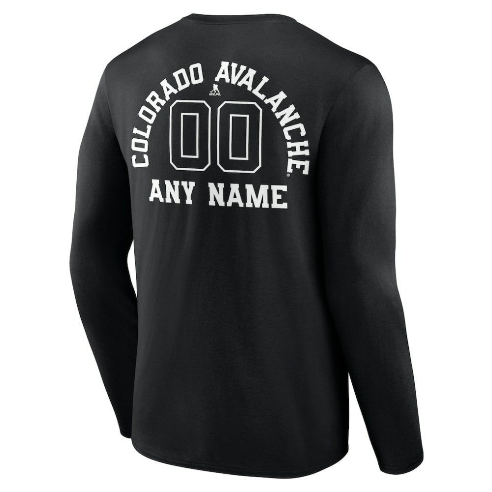NHL Black Colorado Avalanche Personalized Name & Number Monochrome Long Sleeve T-Shirt