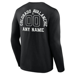 NHL Black Colorado Avalanche Personalized Name & Number Monochrome Long Sleeve T-Shirt