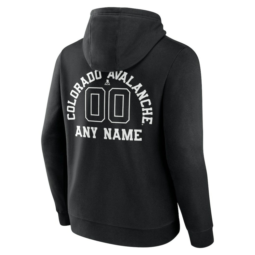 NHL Black Colorado Avalanche Personalized Name & Number Monochrome Pullover Hoodie