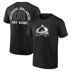 NHL Black Colorado Avalanche Personalized Name & Number Monochrome T-Shirt