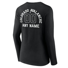 NHL Black Colorado Avalanche Women's Personalized Name & Number Monochrome Long Sleeve V-Neck T-Shirt