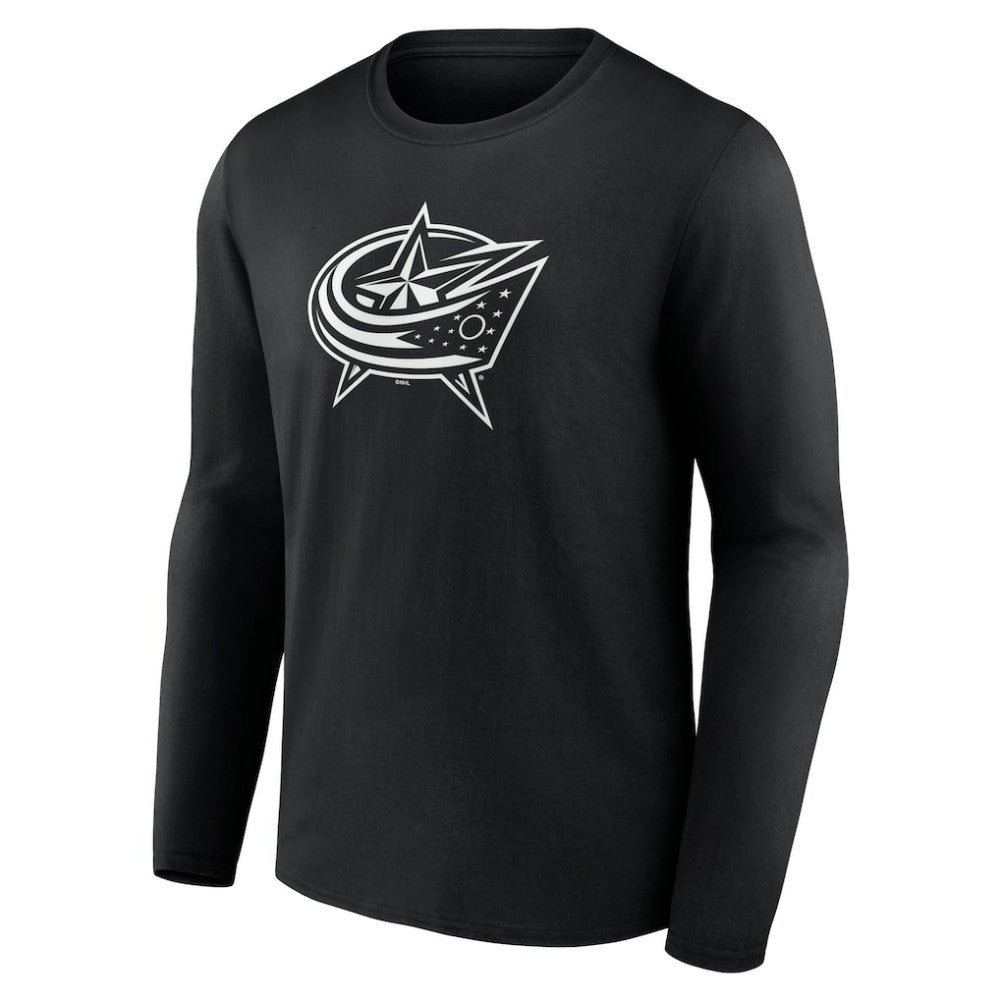 NHL Black Columbus Blue Jackets Personalized Name & Number Monochrome Long Sleeve T-Shirt