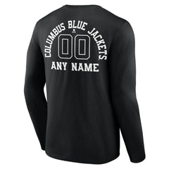 NHL Black Columbus Blue Jackets Personalized Name & Number Monochrome Long Sleeve T-Shirt