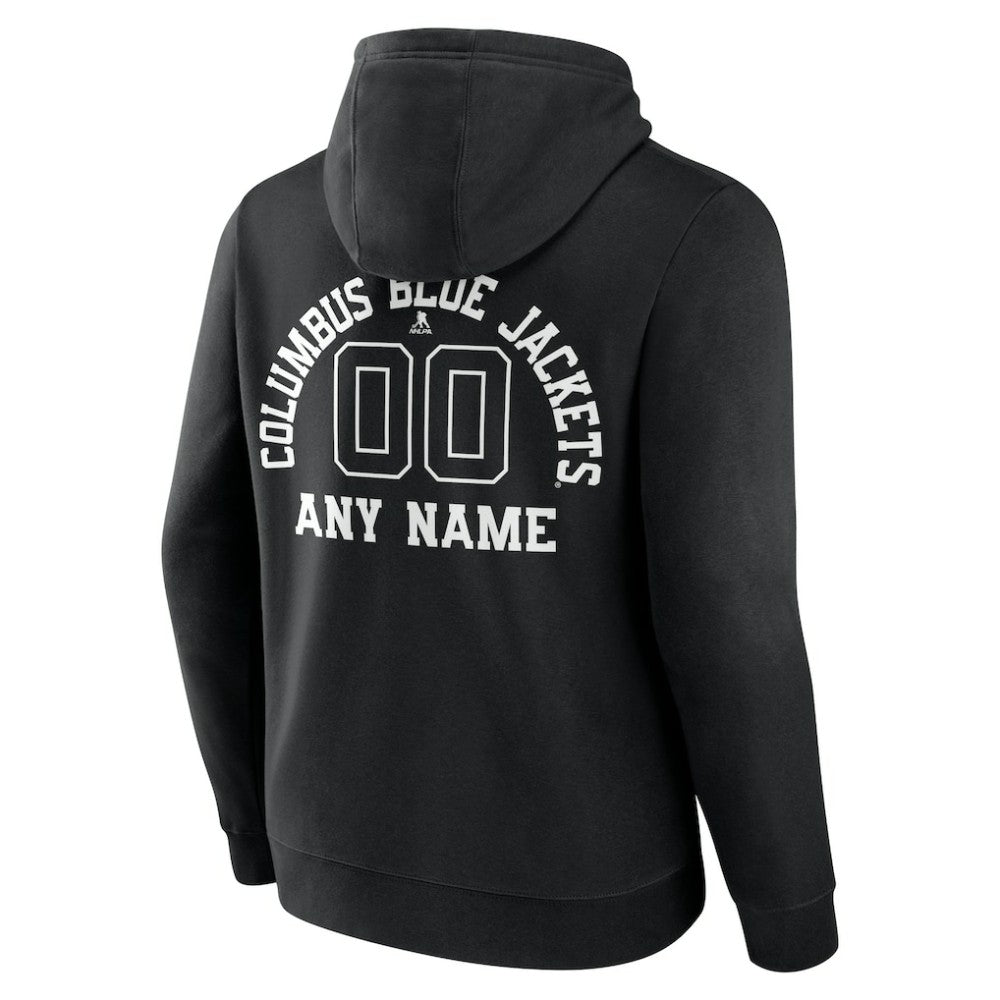 NHL Black Columbus Blue Jackets Personalized Name & Number Monochrome Pullover Hoodie