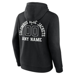 NHL Black Columbus Blue Jackets Personalized Name & Number Monochrome Pullover Hoodie