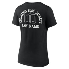 NHL Black Columbus Blue Jackets Women's Personalized Name & Number Monochrome V-Neck T-Shirt