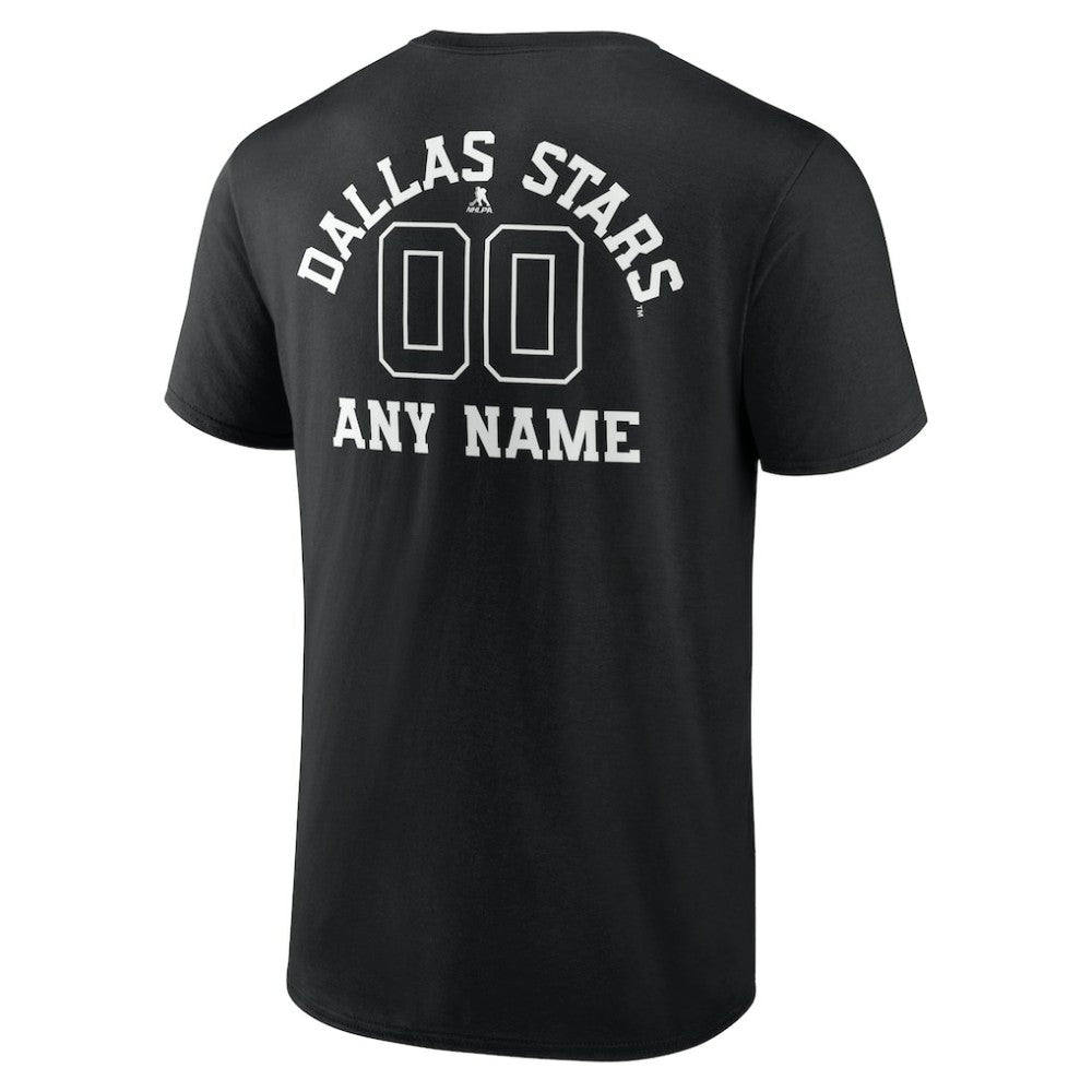 NHL Black Dallas Stars Personalized Name & Number Monochrome T-Shirt