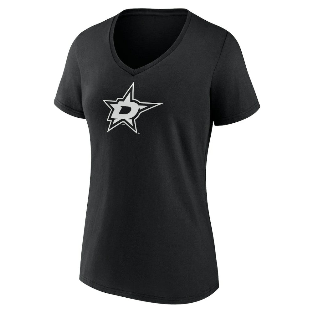 NHL Black Dallas Stars Women's Personalized Name & Number Monochrome V-Neck T-Shirt