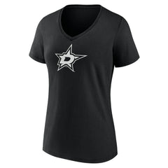 NHL Black Dallas Stars Women's Personalized Name & Number Monochrome V-Neck T-Shirt