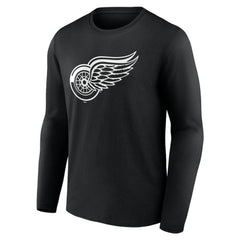 NHL Black Detroit Red Wings Personalized Name & Number Monochrome Long Sleeve T-Shirt