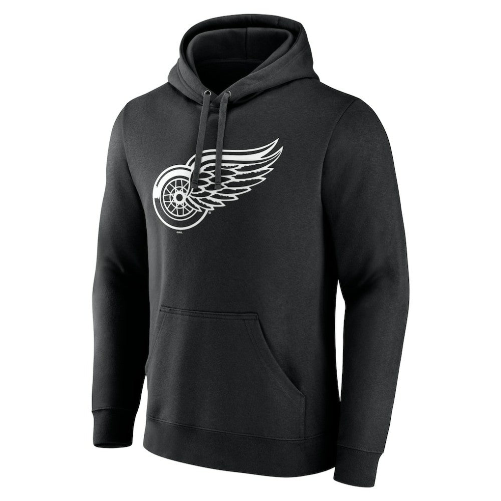 NHL Black Detroit Red Wings Personalized Name & Number Monochrome Pullover Hoodie