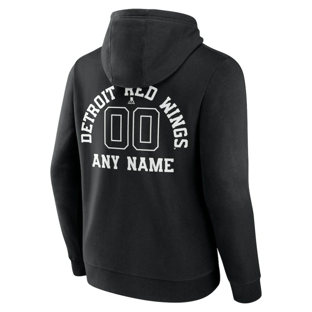 NHL Black Detroit Red Wings Personalized Name & Number Monochrome Pullover Hoodie
