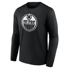 NHL Black Edmonton Oilers Personalized Name & Number Monochrome Long Sleeve T-Shirt