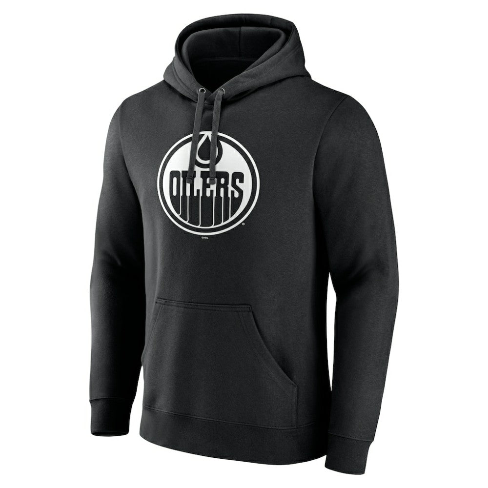 NHL Black Edmonton Oilers Personalized Name & Number Monochrome Pullover Hoodie