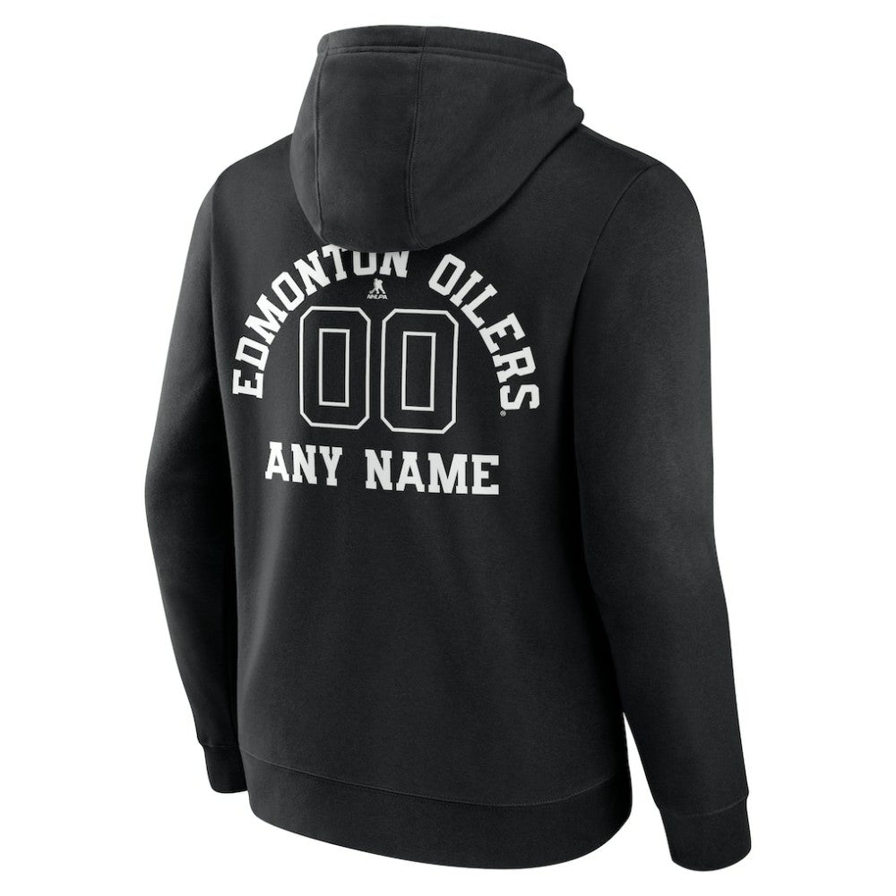 NHL Black Edmonton Oilers Personalized Name & Number Monochrome Pullover Hoodie