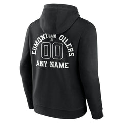 NHL Black Edmonton Oilers Personalized Name & Number Monochrome Pullover Hoodie