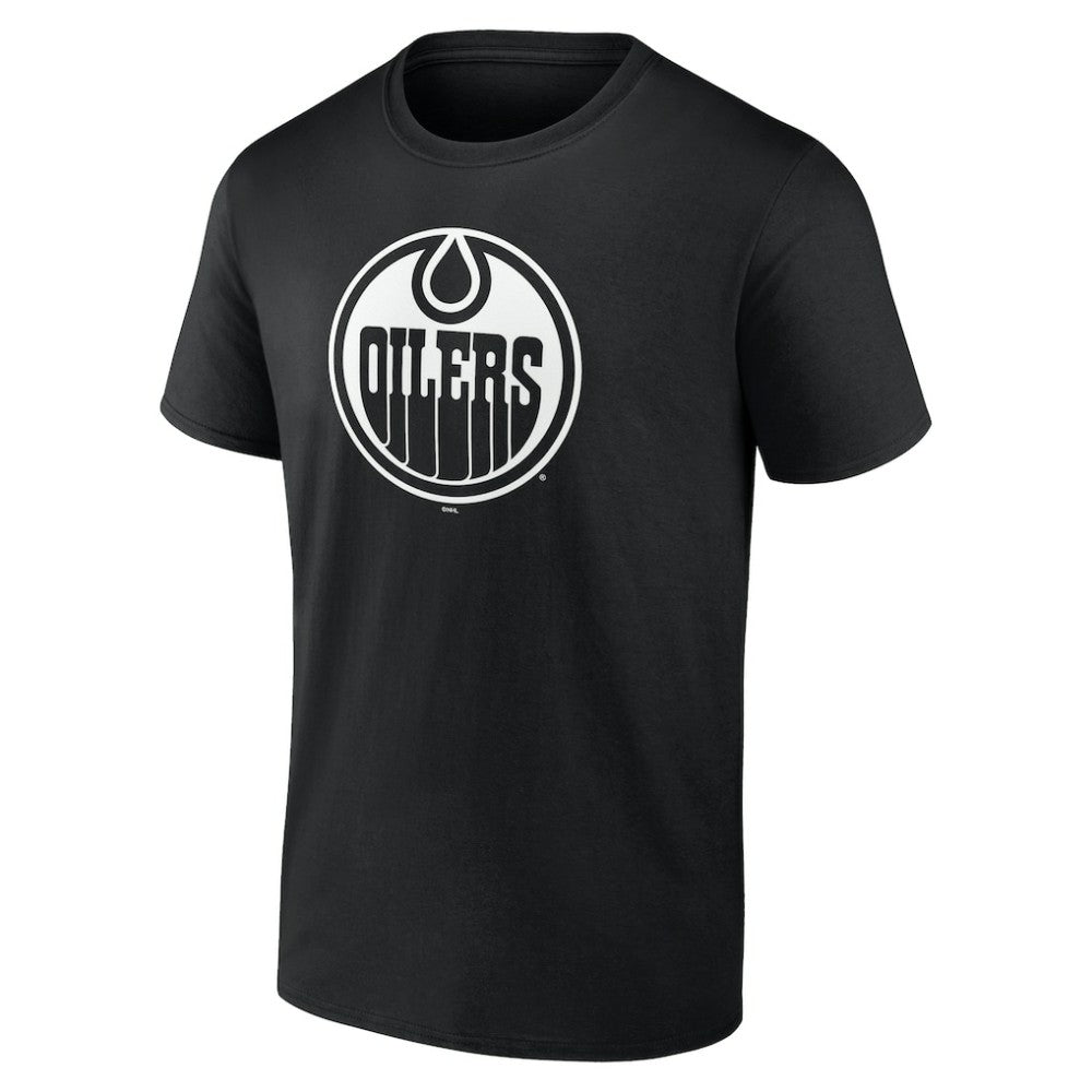 NHL Black Edmonton Oilers Personalized Name & Number Monochrome T-Shirt