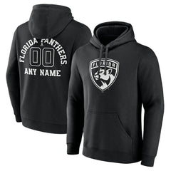 NHL Black Florida Panthers Personalized Name & Number Monochrome Pullover Hoodie