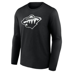 NHL Black Minnesota Wild Personalized Name & Number Monochrome Long Sleeve T-Shirt