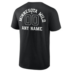 NHL Black Minnesota Wild Personalized Name & Number Monochrome T-Shirt