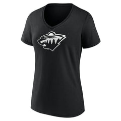 NHL Black Minnesota Wild Women's Personalized Name & Number Monochrome V-Neck T-Shirt