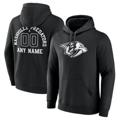 NHL Black Nashville Predators Personalized Name & Number Monochrome Pullover Hoodie