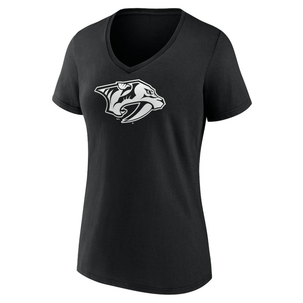 NHL Black Nashville Predators Women's Personalized Name & Number Monochrome V-Neck T-Shirt