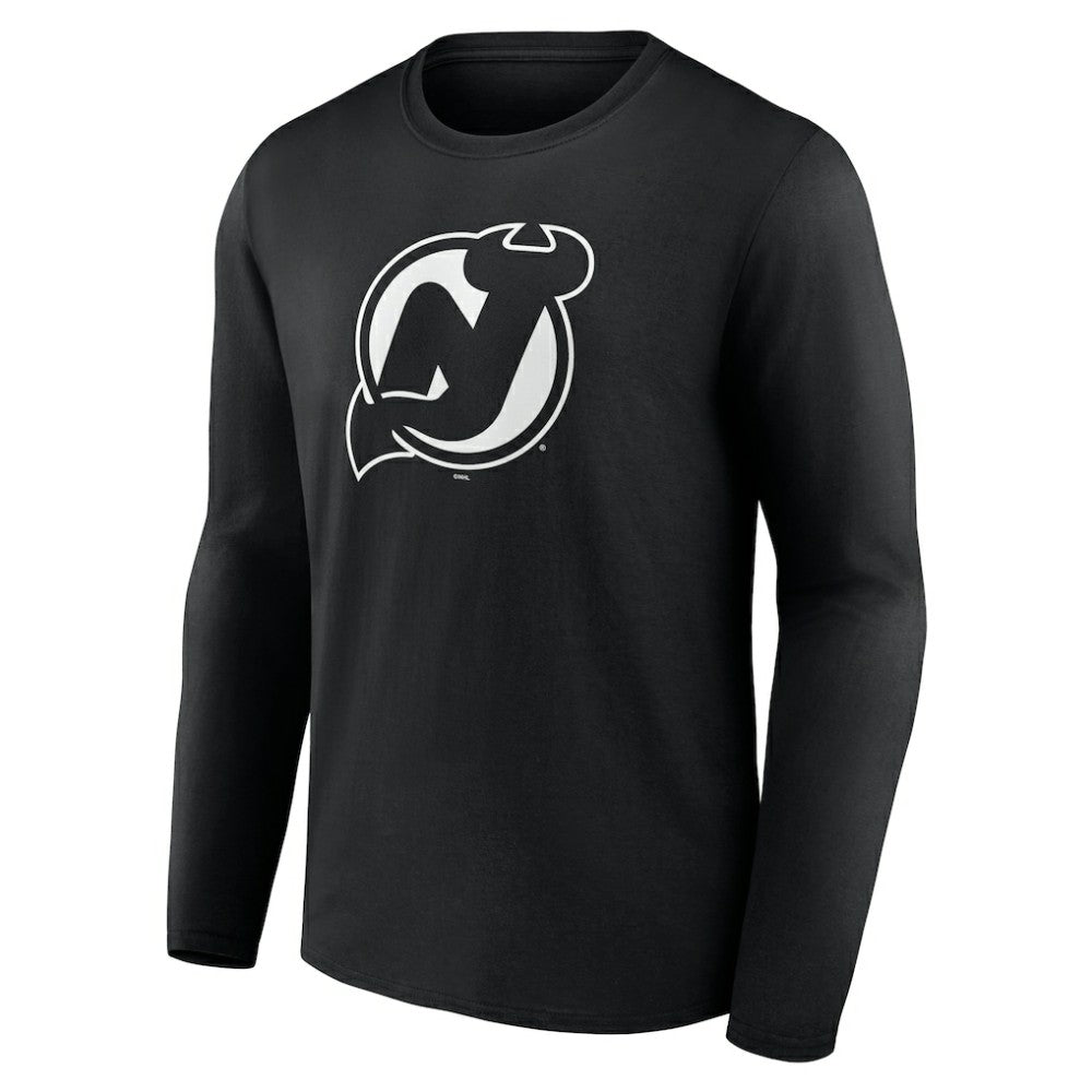 NHL Black New Jersey Devils Personalized Name & Number Monochrome Long Sleeve T-Shirt